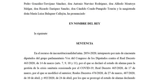 La Sentencia Del Tribunal Constitucional Sobre El Estado De Alarma En