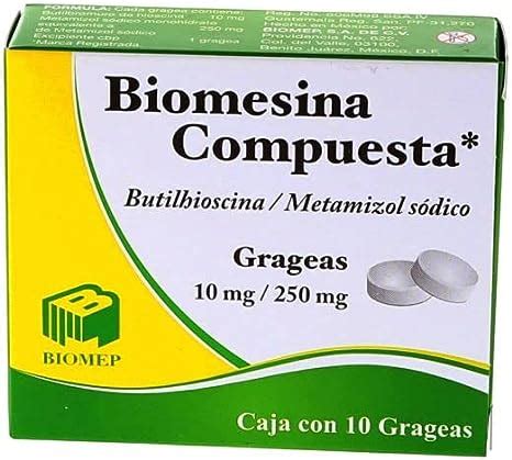 Butilhioscina de 10 mg metamizol sódico de 250 mg biomesina compuesta