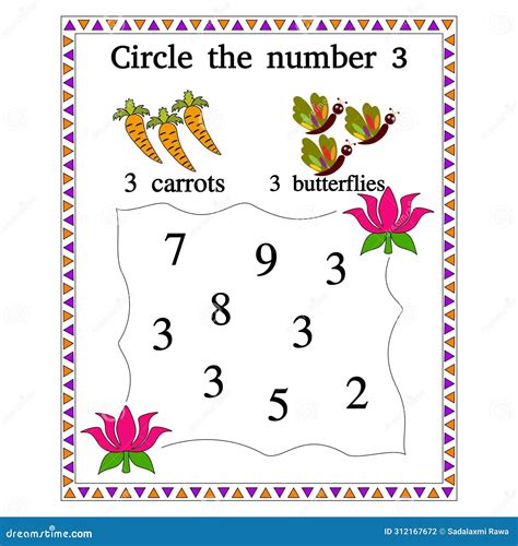 Circle Every Number Three Childrens Exercise Stock Photo - Illustration ...