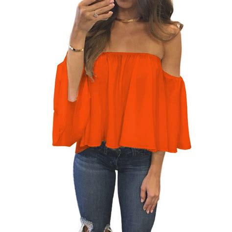 Sexy Off Shoulder Long Sleeve Chiffon Loose Blouse（enlarging Code） May Your Fashion