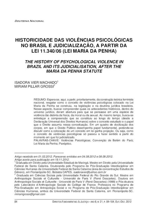 Pdf Historicidade Das Viol Ncias Psicol Gicas No Brasil E