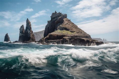 Impressive Rock Formations And Cliffs Towering Over The Ocean Waves