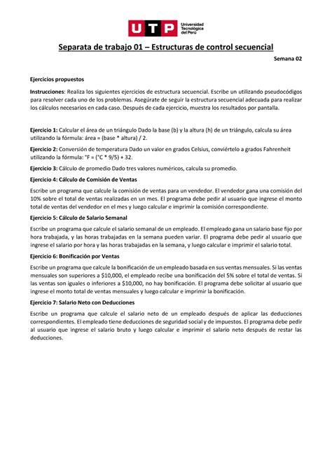 Separata Unidad S Separata De Trabajo Estructuras De