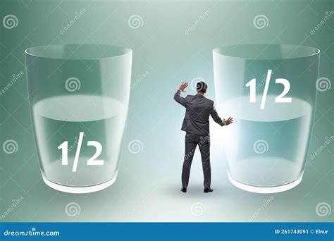 Businessman In Half Empty Half Full Glass Concept Stock Image Image