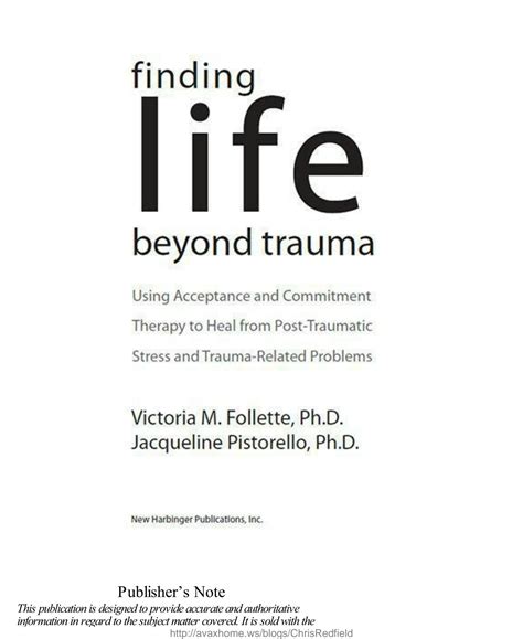 Solution Finding Life Beyond Trauma Using Acceptance And Commitment