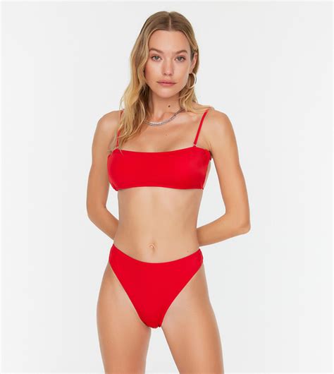 Buy Trendyol High Cut Bikini Brief In Red Thstreet Oman