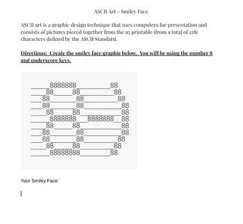 ASCII Art - Smiley Face by Annette Maly | TPT