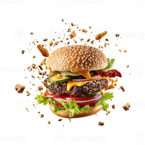 Zinger Burger In Air On Transparent Background 47117202 Png