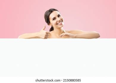 Excited Smiling Brunette Woman Naked Shoulders Stock Photo Shutterstock