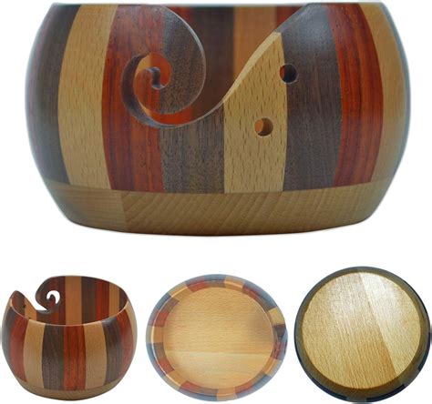 Amazon Joyeee Wooden Yarn Bowl Holder Organizer Storage Bowl For