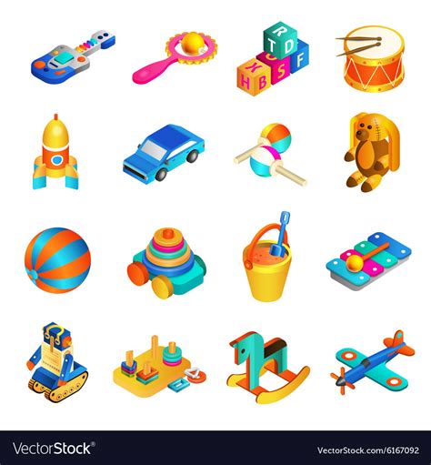 Toys Isometric Set Royalty Free Vector Image Vectorstock