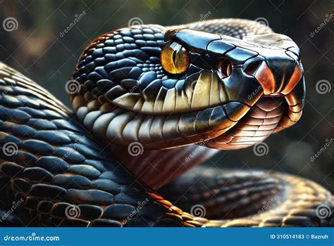 King Cobra Snake in Natural Habitat. Close Up Portrait Stock ...