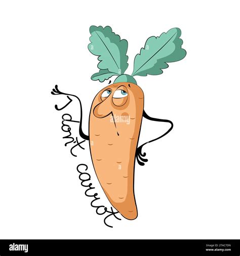 Funny Expressive Carrot Character I Dont Care In Cartoon Style Vector Illustration Stock Vector