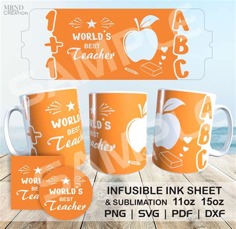 Worlds Best Teacher Mug Svg Cricut Mug Press And Infusible Ink Design Etsy