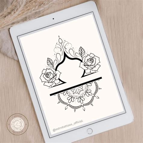 Rose Mandala Libra Tattoo Design - Astro Tattoos