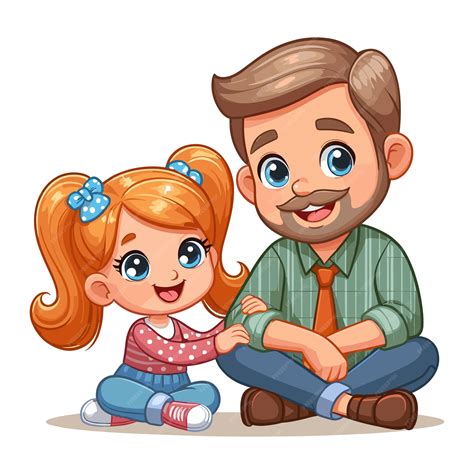 Premium Vector | Happy father playing with his little cute daughter