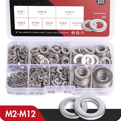 Metal Flat Washers Assortment Kit Hardware Lock Stainless Steel Washer