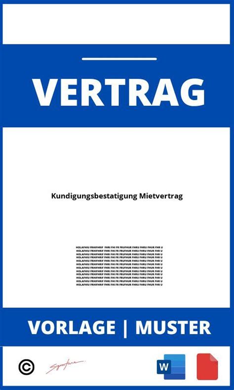 K Ndigungsbest Tigung Mietvertrag Word Pdf Muster Vorlage