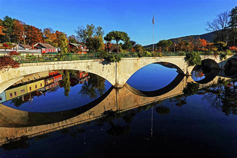 Shelburne Falls Flower Bridge Fall Foliage Reflection Photograph by ...