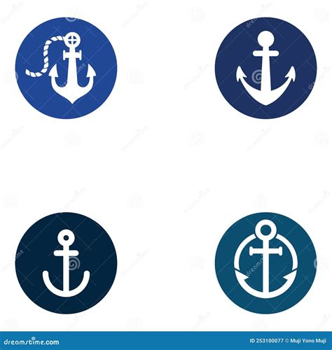 Logo And Anchor Symbol Design Vector Illustration Template Stock Vector