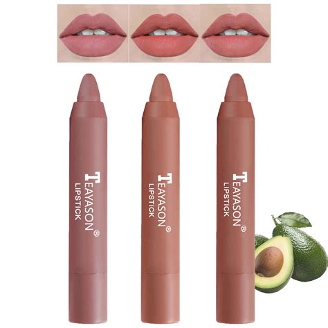 WENJLYJ 3 Piece Nude Crayon Lipstick Set Matte Velvet Finish Waterproof Long Lasting Lip