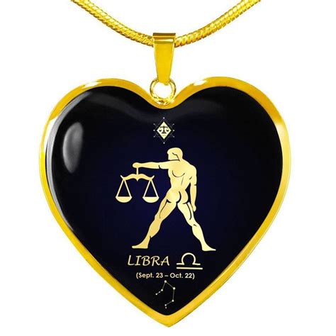 Libra Constellation Horoscope Zodiac Necklace K Gold Heart Pendant