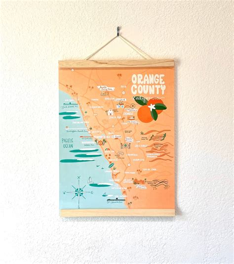 Orange County Map Poster 12x16 Art Illustration Print California CA ...