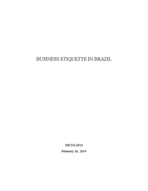 Business Etiquette in Brazil - BUSINESS ETIQUETTE IN BRAZIL MKTG