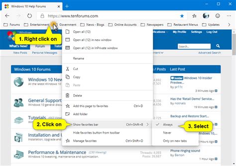 How To Add Or Remove Favorites Bar In Microsoft Edge Chromium Tutorials