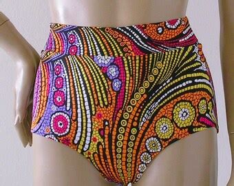 Retro High Waisted Bikini Swimsuit Bottom In Black Navy Blue