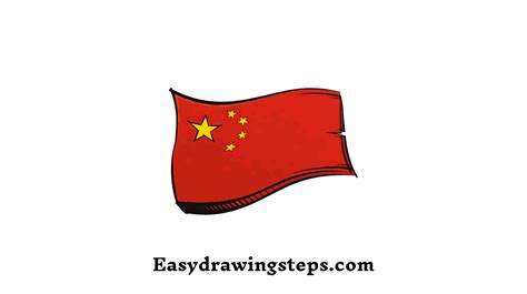 10 easy steps to draw China Flag Drawing - Easy Drawing