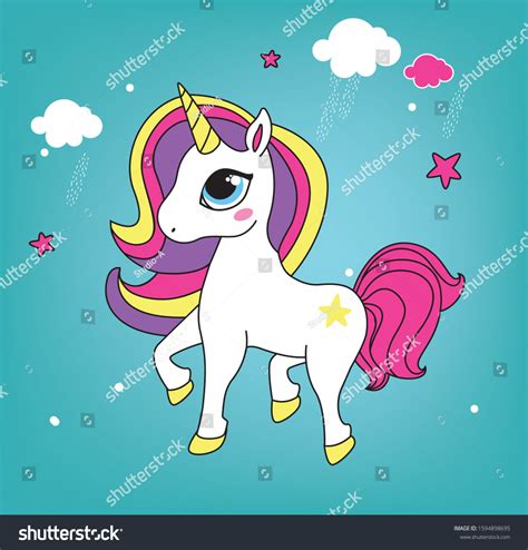 Cute Little Pink Magical Unicorn Vector Stock Vector Royalty Free 1594898695 Shutterstock