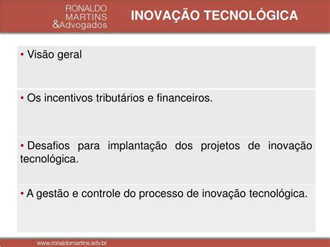 A Lei Da Inovação Tecnológica Tem Como Principal Objetivo - PPT - INOVAÇÃO TECNOLÓGICA PowerPoint Presentation, free download - ID ...