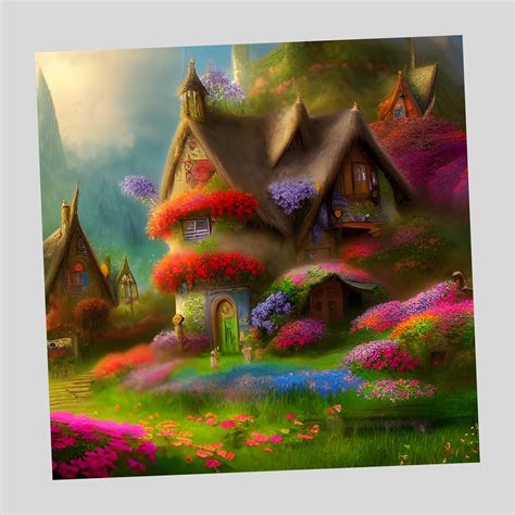 Fairy Village in Spring Digital Art, AI Art, Scrapbook Paper, Digital ...