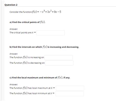 Solved Question 2 Consider The Function F X X3 3x2