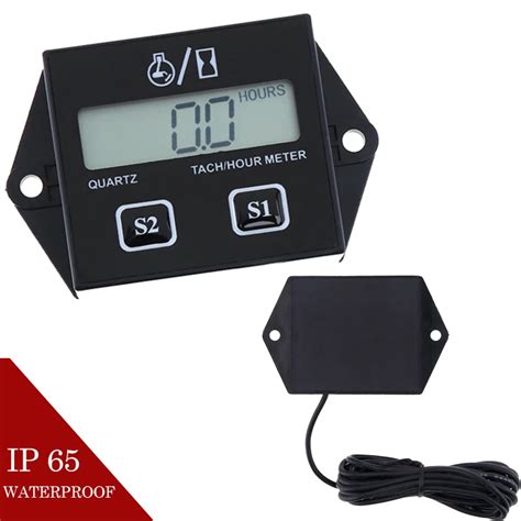 Ip Waterproof Digital Engine Tach Hour Meter Lcd Tachometer Tach Hour