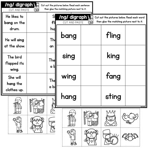 Ng Digraph Cut And Paste Worksheets Top Teacher