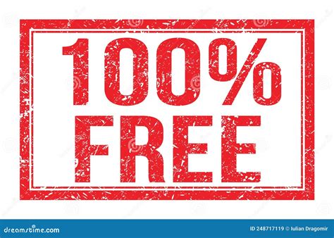 100 FREE Words On Red Rectangle Stamp Sign Stock Illustration