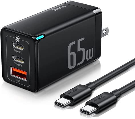 Buy Baseus USB C Wall Charger,65W GaN Fast Charger Adapter With 100W ...