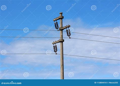 Concrete Electrical Power Line Utility Pole Royalty Free Stock Image