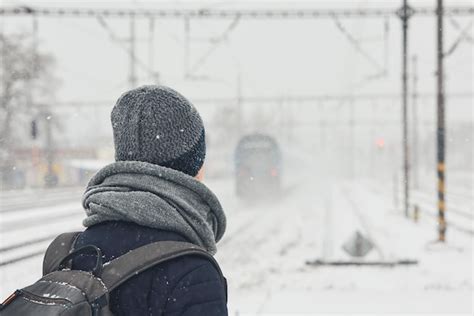 Premium Photo | Railway in winter