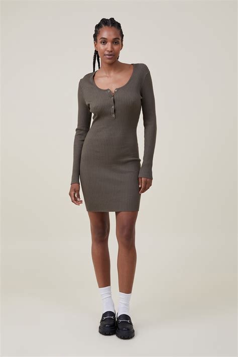 Henley Knit Mini Dress