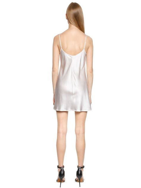 La Perla Silk Satin Slip Dress In White Lyst