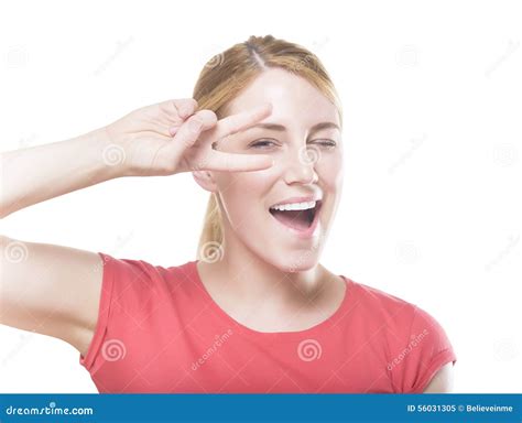 Blonde With Open Mouth And Fingers Stock Image Image Of Adult Care