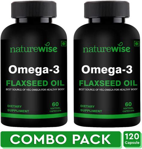 Plant Based Omega 3 Flax Seed Oil Capsules Best Source Of Veg Omega 1000mg Naturewise Wellness