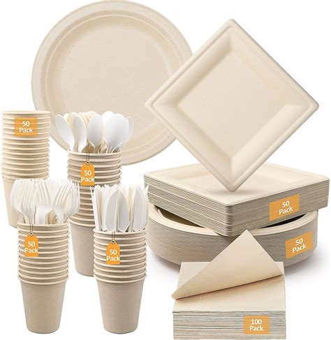 Pcs Compostable Paper Plates Set Large Plates Heavy Duty