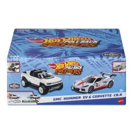 Hot Wheels Set 2 Masinute Metalice Pull Back Gmc Hummer Ev Si Corvette