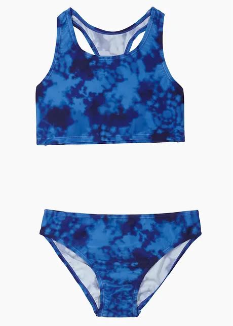 Sportlicher Mädchen Bikini in Batik Look saphirblau mitternachtsblau