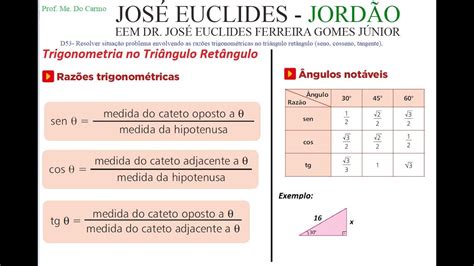 AULA TRIGONOMETRIA NO TRIÂNGULO RETÂNGULO YouTube