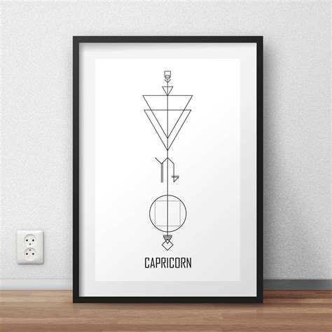 Capricorn Print Geometric Capricorn Wall Art Astrology Poster